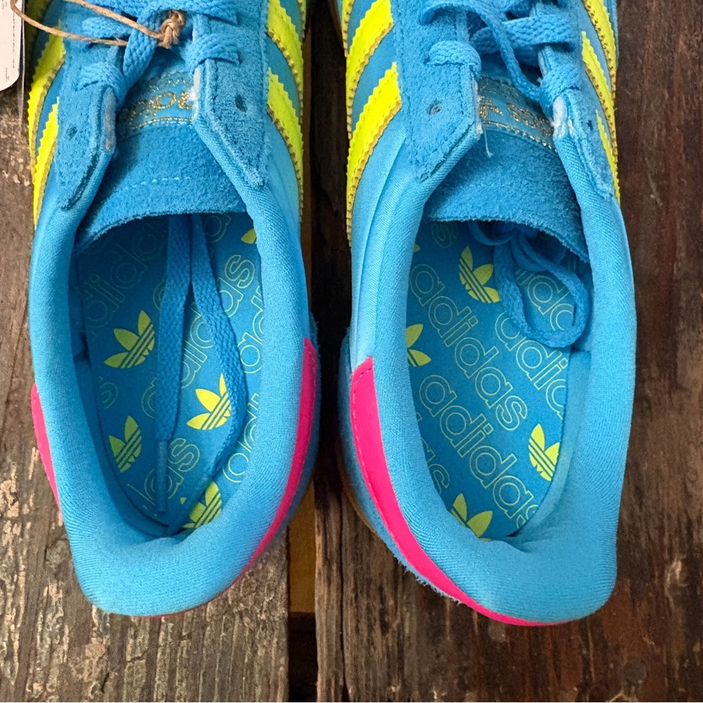 adidas Handball Spezial Blue Yellow Pink Gum Womens 7.5 New SKU ADHS-7.5-NB - Picture 8 of 9